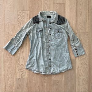 G:21 - Denim Like Button Up with Lace Details - Medium (Fits petite adult XS)
